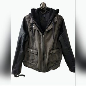 American Eagle Hoodie Jacket Faux Leather